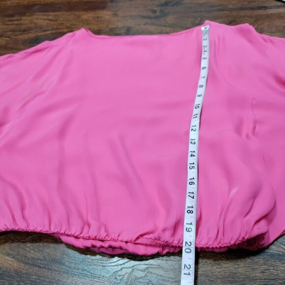 Alice & Olivia 100% Silk 3/4 Sleeve Boat Neck Whimsy Boho Sway Blouse Top Pink S - Picture 13 of 13